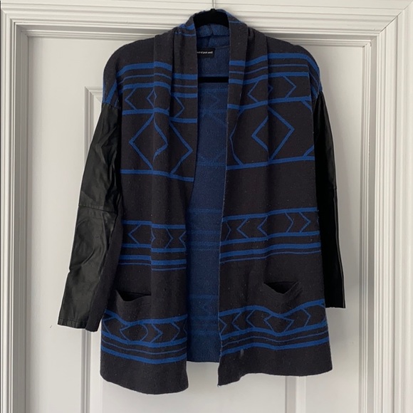 Central Park west cardigan with leather sleeve - Picture 1 of 3